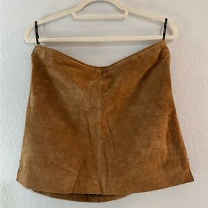 Blank NYC 100% Leather shell Camel Mini Skirt